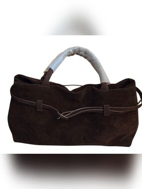 Women's Dark Brown Suede Tote Bag